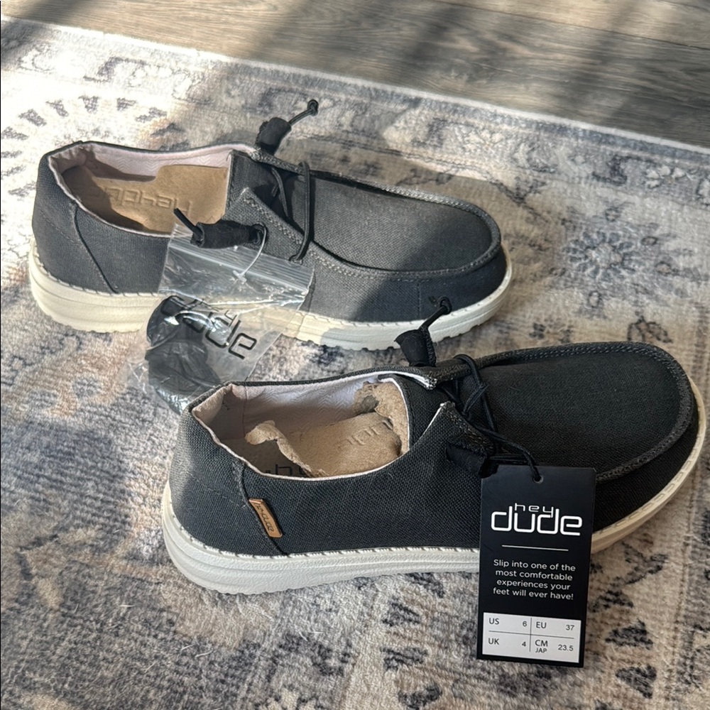 Hey Dude Black Slip-On Loafers Comfortable Casual Footwear
